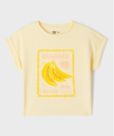 GEMO Tee-shirt manches courtes oversize à motifs brodés fille Jaune