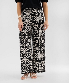 GEMO Pantalon large et fluide imprimé femme Noir