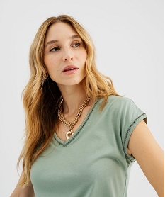 tee-shirt a manches courtes avec finitions scintillantes femme vert t-shirts manches courtesK990401_2