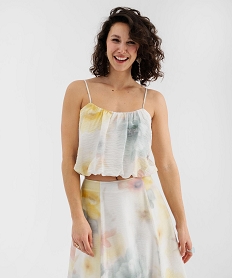 top a fines bretelles court et blousant femme jaune blousesK997501_2