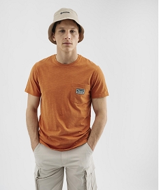 GEMO Tee-shirt manches courtes en jersey de coton flammé homme - Roadsign Orange