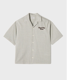 GEMO Chemise manches courtes à carreaux garçon Blanc