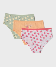GEMO Shorties en coton stretch à motifs fruits fille (lot de 3) Multicolore