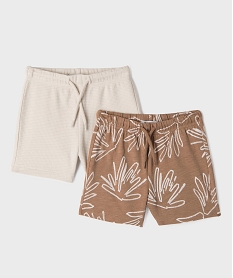 GEMO Short en coton fluide avec taille ajustable bébé garçon (lot de 2) Brun