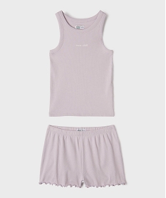 GEMO Pyjashort en maille côtelée extensible fille Violet