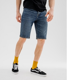 GEMO Bermuda en jean extensible coupe straight homme Bleu