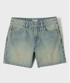 GEMO Short en jean délavé coupe large fille Bleu