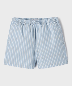 GEMO Short en coton rayé à taille élastiquée fille Bleu