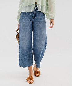 GEMO Jean Cropped Wide leg taille haute femme bleu standard