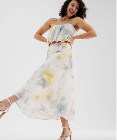 GEMO Jupe longue trapèze tie-and-dye femme Jaune