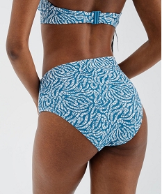 bas de maillot de bain taille haute en maille gaufree femme bleuL013601_2