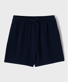 GEMO Short ample à taille élastiquée en viscose froissé fille Bleu