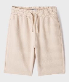 GEMO Bermuda en seersucker moelleux à taille élastiquée garçon Beige