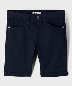 GEMO Bermuda regular en twill de coton à revers garçon Bleu