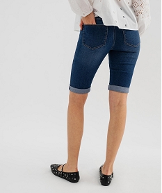 bermuda en jean extensible a revers femme bleuL031301_3