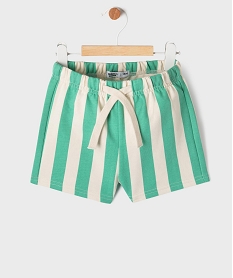 GEMO Short rayé en maille French Terry bébé garçon Vert
