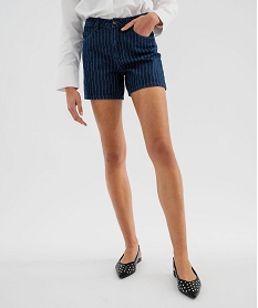 GEMO Short en jean rayé à taille haute femme - LuluCastagnette Bleu