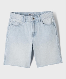 GEMO Short en jean droit et long à finition bord-franc fille Bleu