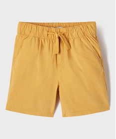 GEMO Short large en popeline de coton uni garçon Jaune