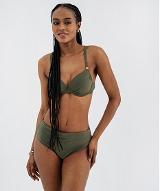 bas de maillot de bain culotte taille haute femme kaki fonceL034801_3