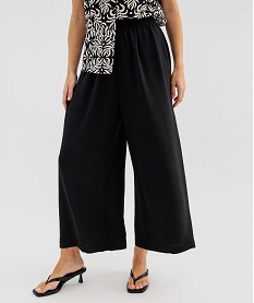 GEMO Pantacourt large avec taille élastique femme noir standard