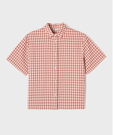 GEMO Chemise manches courtes à carreaux fille Rose