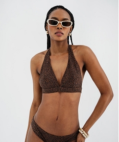 GEMO Haut de maillot de bain triangle à motif léopard avec mousses amovibles femme Brun