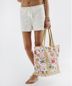 GEMO Short de plage en broderie anglaise femme blanc standard