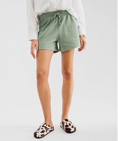 GEMO Short ample en maille French Terry à ceinture élastique femme Vert