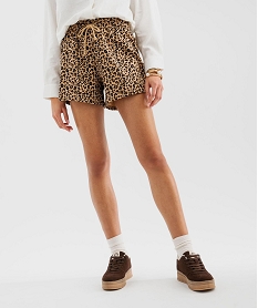 GEMO Short ample en maille French Terry à ceinture élastique femme Brun