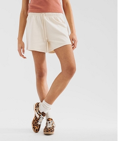 GEMO Short ample en maille French Terry à ceinture élastique femme Beige