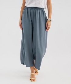 GEMO Pantacourt large avec taille élastique femme Bleu