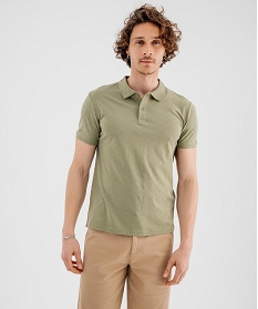 GEMO Polo manches courtes en maille fantaisie homme vert standard