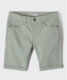 GEMO Bermuda regular en twill de coton à revers garçon Vert