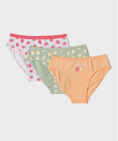 GEMO Culottes en coton stretch à motifs fruits fille (lot de 3) Multicolore
