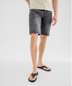 GEMO Bermuda en jean strech délavé coupe straight homme gris standard