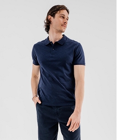 GEMO Polo manches courtes en maille fantaisie homme Bleu