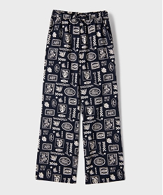 GEMO Pantalon large et fluide imprimé fille Bleu