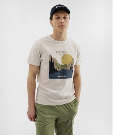 GEMO Tee-shirt manches courtes avec motif grands espaces homme - Roadsign beige standard