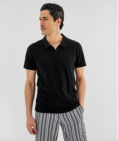 GEMO Polo manches courtes en jersey de coton flammé homme noir standard