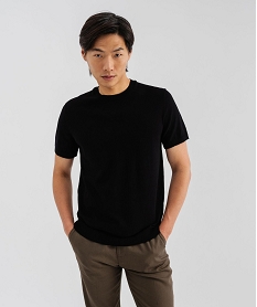 GEMO Tee-shirt manches courtes en maille homme noir standard