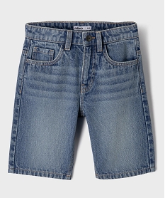 GEMO Bermuda en jean coupe skater en denim de coton délavé garçon Bleu