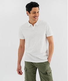 GEMO Polo manches courtes en jersey de coton flammé homme blanc standard