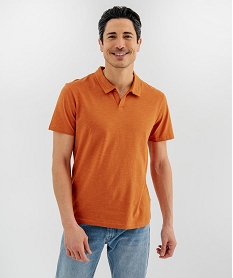 GEMO Polo manches courtes en jersey de coton flammé homme Orange