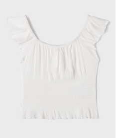 GEMO Blouse manches courtes en viscose à col Bardot fille blanc standard