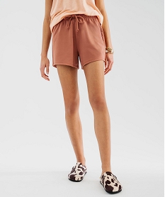 GEMO Short ample en maille French Terry à ceinture élastique femme marron standard