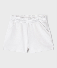 GEMO Short ample en maille French Terry fille blanc vif