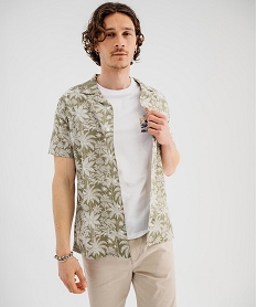 GEMO Chemise manches courtes en coton imprimé tropical homme Vert