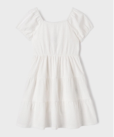 GEMO Robe courte en dentelle à manches courtes bouffantes fille blanc standard