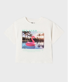 GEMO Tee-shirt manches courtes oversize à motif fille blanc standard